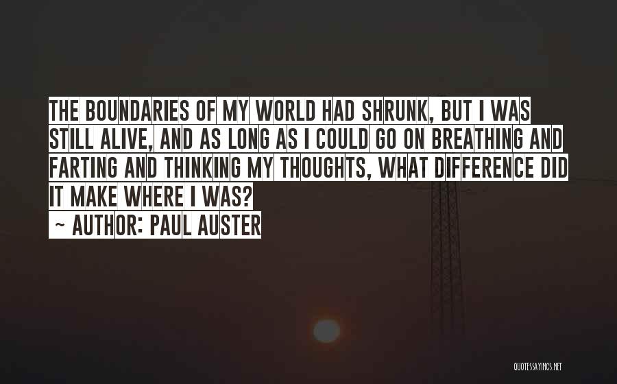 Paul Auster Quotes: The Boundaries Of My World Had Shrunk, But I Was Still Alive, And As Long As I Could Go On