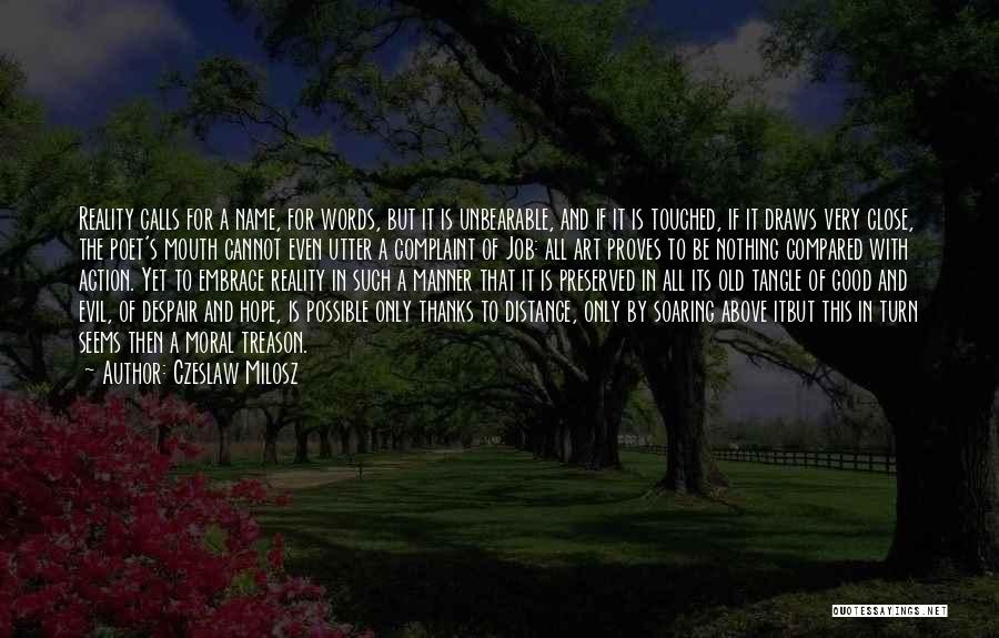 Czeslaw Milosz Quotes: Reality Calls For A Name, For Words, But It Is Unbearable, And If It Is Touched, If It Draws Very