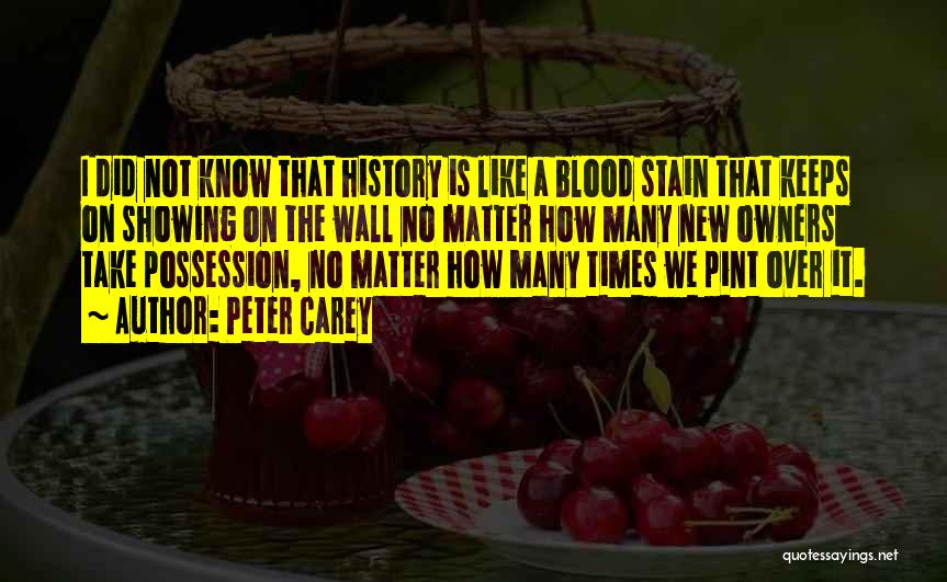Peter Carey Quotes: I Did Not Know That History Is Like A Blood Stain That Keeps On Showing On The Wall No Matter