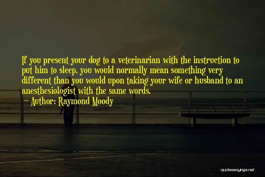 Raymond Moody Quotes: If You Present Your Dog To A Veterinarian With The Instruction To Put Him To Sleep, You Would Normally Mean