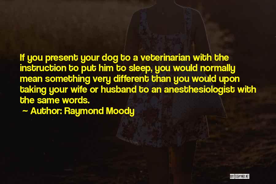 Raymond Moody Quotes: If You Present Your Dog To A Veterinarian With The Instruction To Put Him To Sleep, You Would Normally Mean