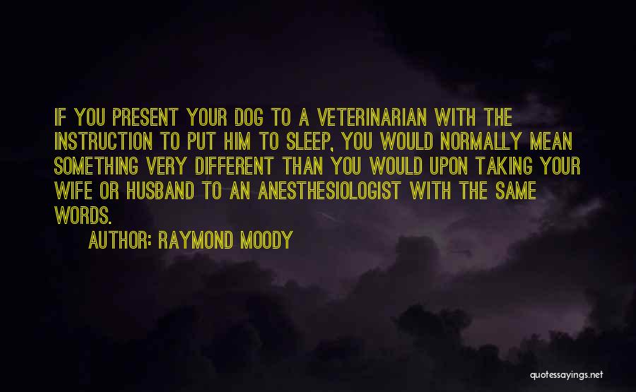 Raymond Moody Quotes: If You Present Your Dog To A Veterinarian With The Instruction To Put Him To Sleep, You Would Normally Mean