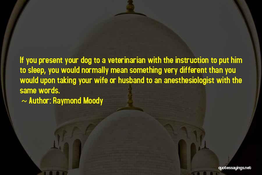Raymond Moody Quotes: If You Present Your Dog To A Veterinarian With The Instruction To Put Him To Sleep, You Would Normally Mean