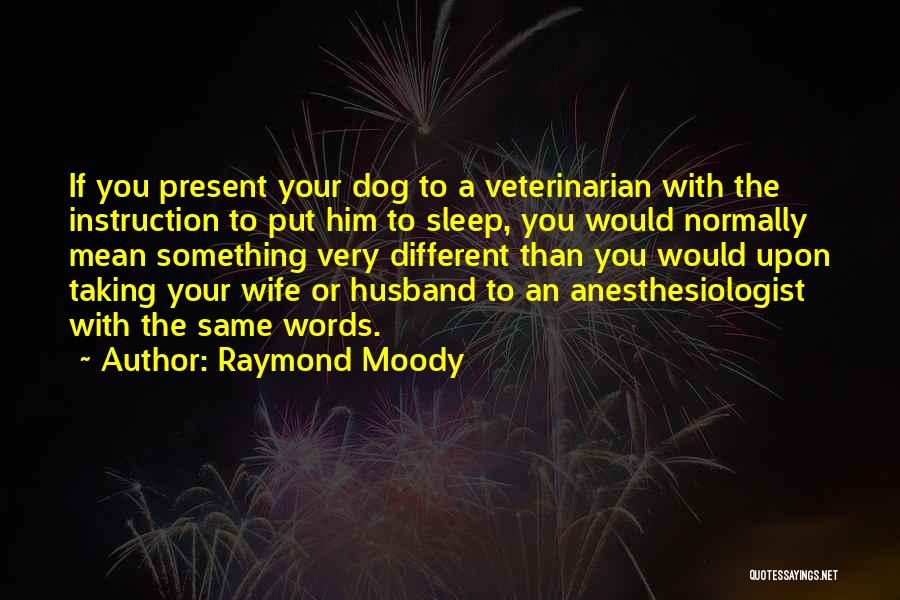 Raymond Moody Quotes: If You Present Your Dog To A Veterinarian With The Instruction To Put Him To Sleep, You Would Normally Mean