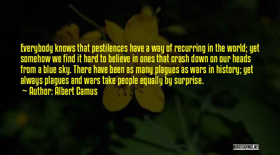 Albert Camus Quotes: Everybody Knows That Pestilences Have A Way Of Recurring In The World; Yet Somehow We Find It Hard To Believe