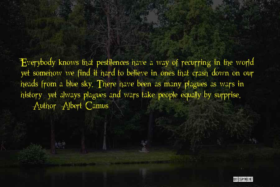 Albert Camus Quotes: Everybody Knows That Pestilences Have A Way Of Recurring In The World; Yet Somehow We Find It Hard To Believe