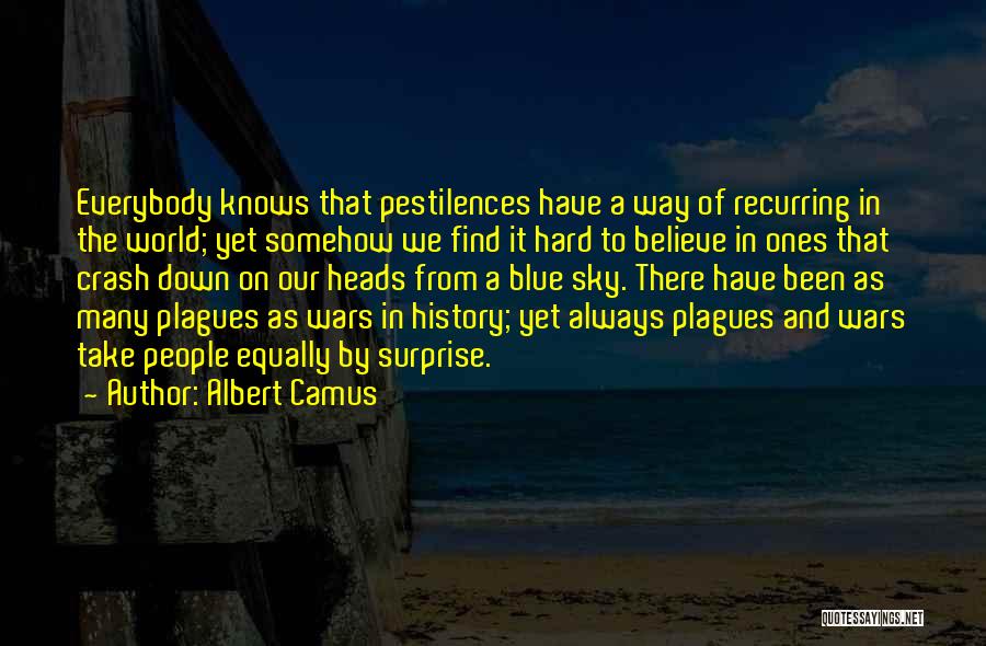 Albert Camus Quotes: Everybody Knows That Pestilences Have A Way Of Recurring In The World; Yet Somehow We Find It Hard To Believe