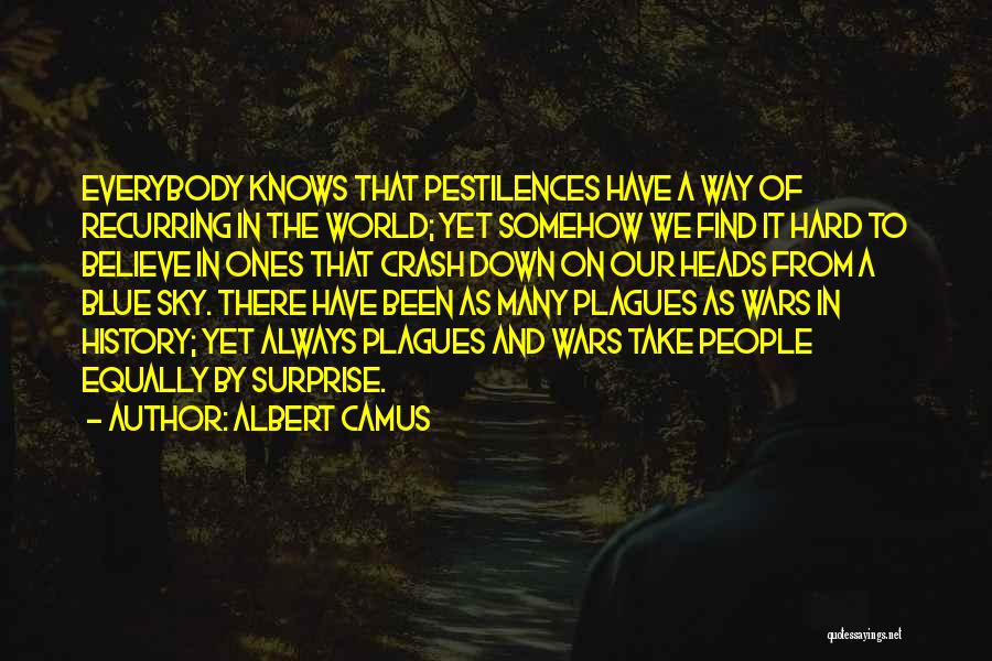 Albert Camus Quotes: Everybody Knows That Pestilences Have A Way Of Recurring In The World; Yet Somehow We Find It Hard To Believe