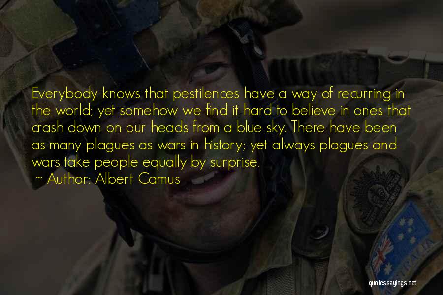 Albert Camus Quotes: Everybody Knows That Pestilences Have A Way Of Recurring In The World; Yet Somehow We Find It Hard To Believe