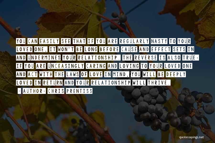 Chris Prentiss Quotes: You Can Easily See That If You Are Regularly Nasty To Your Loved One, It Won't Be Long Before Cause