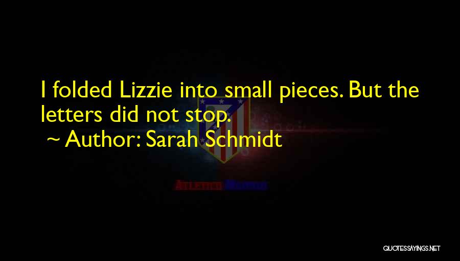 Sarah Schmidt Quotes: I Folded Lizzie Into Small Pieces. But The Letters Did Not Stop.