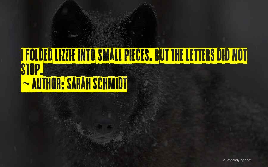 Sarah Schmidt Quotes: I Folded Lizzie Into Small Pieces. But The Letters Did Not Stop.