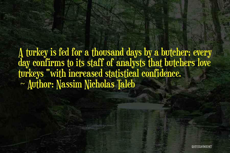 Nassim Nicholas Taleb Quotes: A Turkey Is Fed For A Thousand Days By A Butcher; Every Day Confirms To Its Staff Of Analysts That