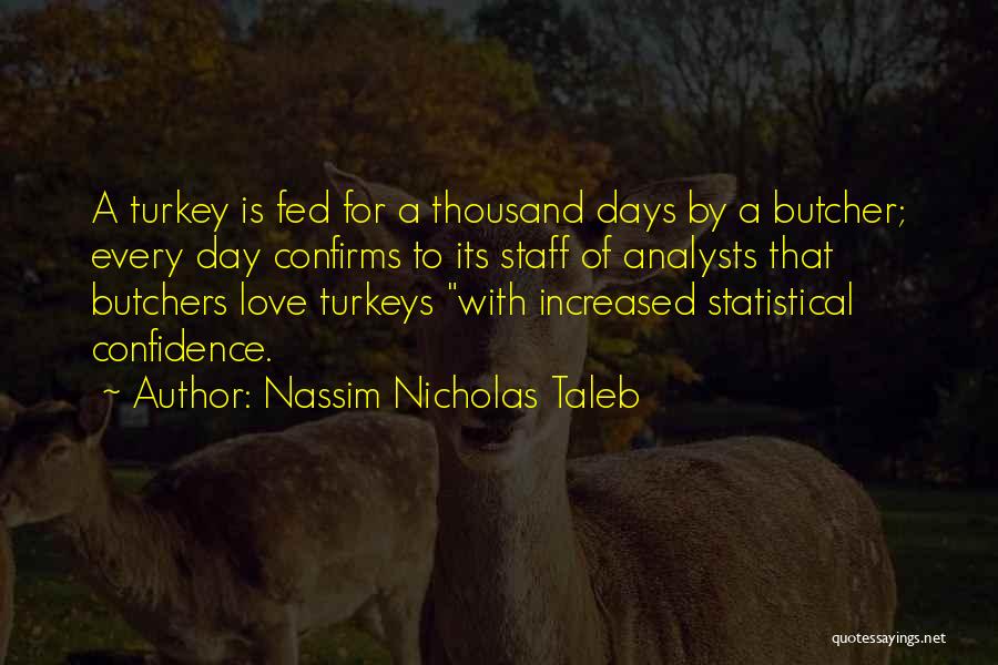 Nassim Nicholas Taleb Quotes: A Turkey Is Fed For A Thousand Days By A Butcher; Every Day Confirms To Its Staff Of Analysts That