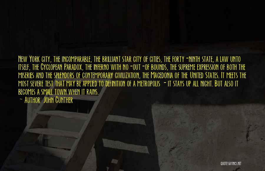 John Gunther Quotes: New York City, The Incomparable, The Brilliant Star City Of Cities, The Forty-ninth State, A Law Unto Itself, The Cyclopean