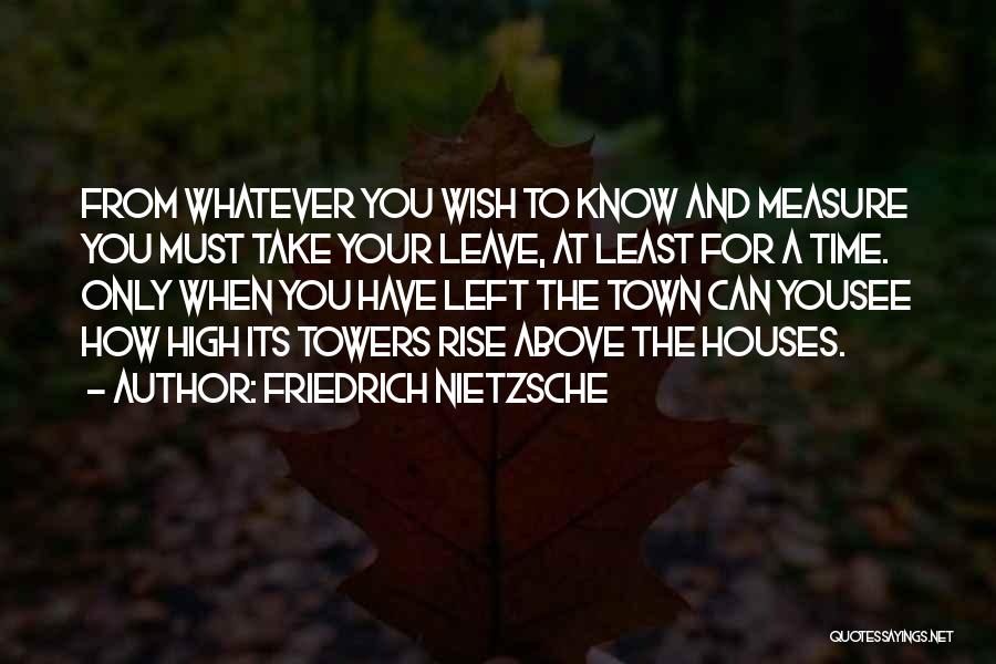 Friedrich Nietzsche Quotes: From Whatever You Wish To Know And Measure You Must Take Your Leave, At Least For A Time. Only When