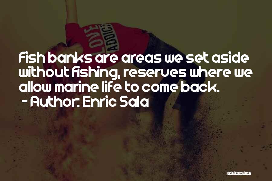 Enric Sala Quotes: Fish Banks Are Areas We Set Aside Without Fishing, Reserves Where We Allow Marine Life To Come Back.