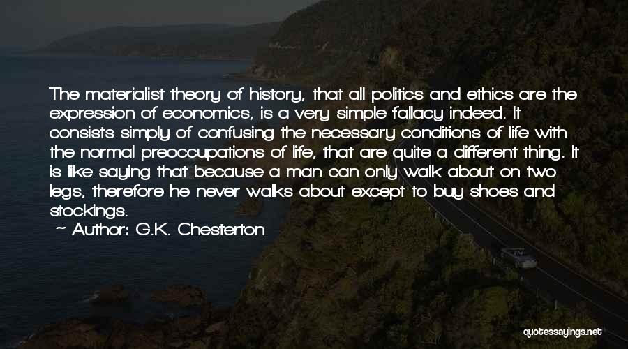 G.K. Chesterton Quotes: The Materialist Theory Of History, That All Politics And Ethics Are The Expression Of Economics, Is A Very Simple Fallacy