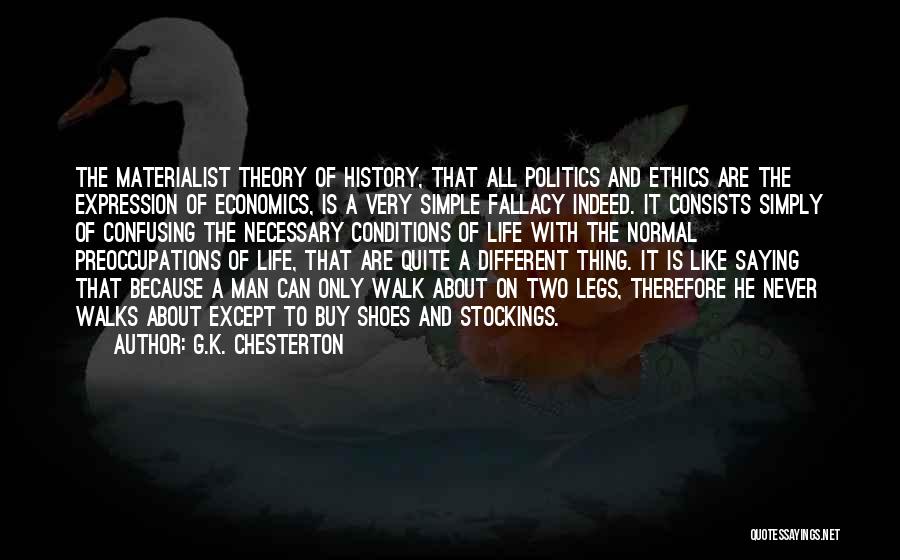 G.K. Chesterton Quotes: The Materialist Theory Of History, That All Politics And Ethics Are The Expression Of Economics, Is A Very Simple Fallacy