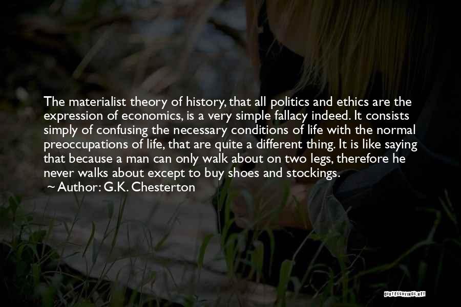 G.K. Chesterton Quotes: The Materialist Theory Of History, That All Politics And Ethics Are The Expression Of Economics, Is A Very Simple Fallacy