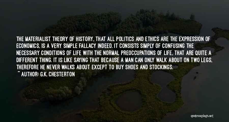 G.K. Chesterton Quotes: The Materialist Theory Of History, That All Politics And Ethics Are The Expression Of Economics, Is A Very Simple Fallacy