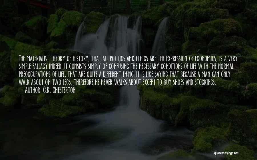 G.K. Chesterton Quotes: The Materialist Theory Of History, That All Politics And Ethics Are The Expression Of Economics, Is A Very Simple Fallacy