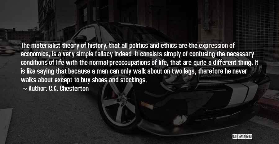 G.K. Chesterton Quotes: The Materialist Theory Of History, That All Politics And Ethics Are The Expression Of Economics, Is A Very Simple Fallacy