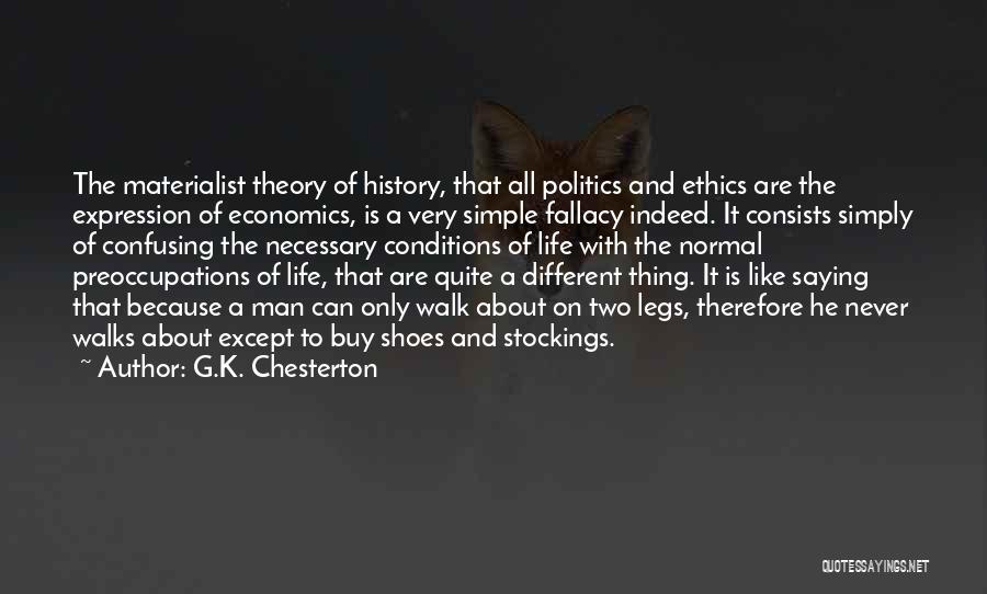 G.K. Chesterton Quotes: The Materialist Theory Of History, That All Politics And Ethics Are The Expression Of Economics, Is A Very Simple Fallacy