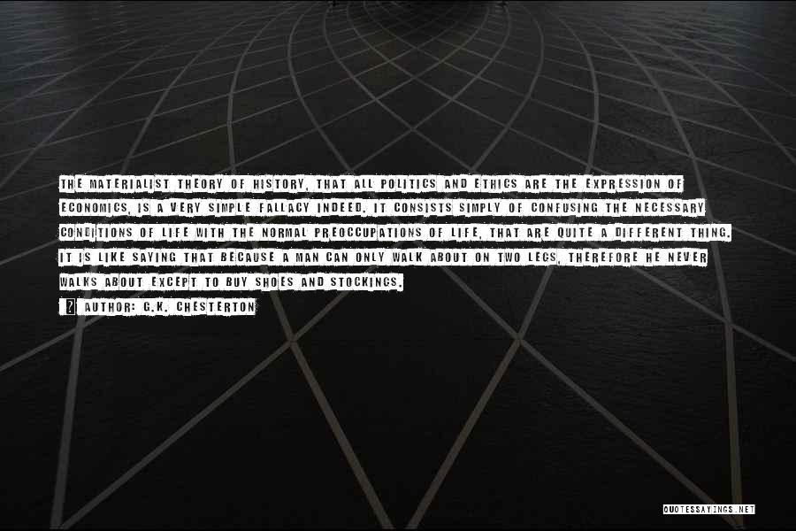 G.K. Chesterton Quotes: The Materialist Theory Of History, That All Politics And Ethics Are The Expression Of Economics, Is A Very Simple Fallacy