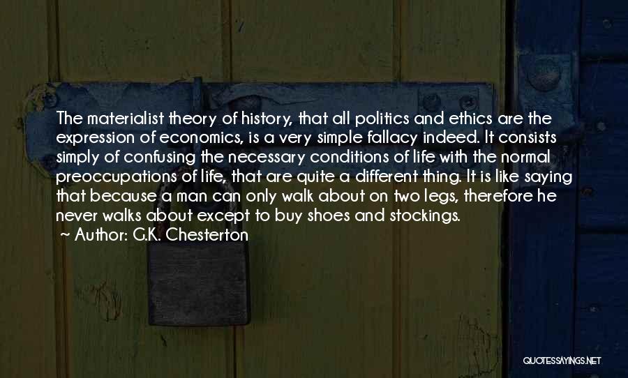 G.K. Chesterton Quotes: The Materialist Theory Of History, That All Politics And Ethics Are The Expression Of Economics, Is A Very Simple Fallacy