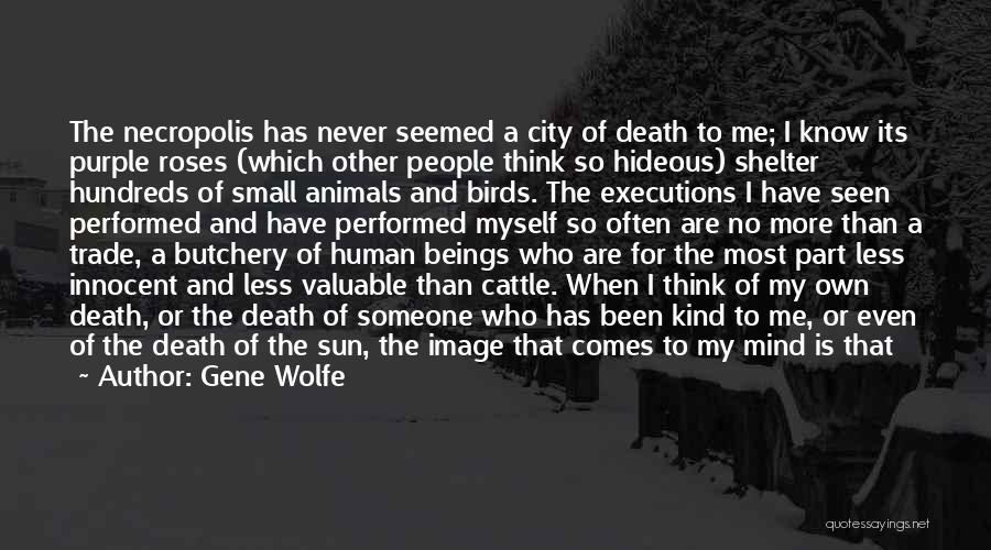 Gene Wolfe Quotes: The Necropolis Has Never Seemed A City Of Death To Me; I Know Its Purple Roses (which Other People Think