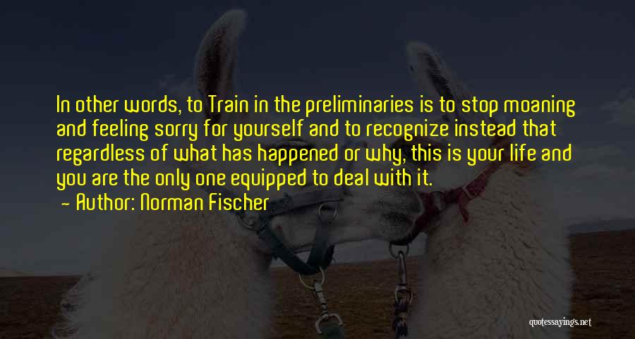 Norman Fischer Quotes: In Other Words, To Train In The Preliminaries Is To Stop Moaning And Feeling Sorry For Yourself And To Recognize