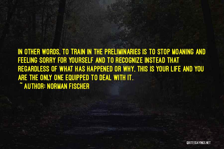 Norman Fischer Quotes: In Other Words, To Train In The Preliminaries Is To Stop Moaning And Feeling Sorry For Yourself And To Recognize