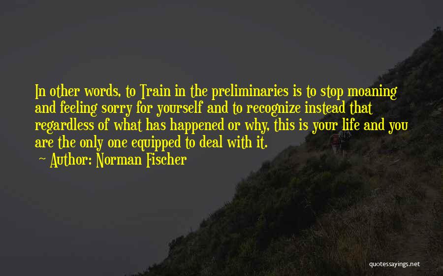 Norman Fischer Quotes: In Other Words, To Train In The Preliminaries Is To Stop Moaning And Feeling Sorry For Yourself And To Recognize