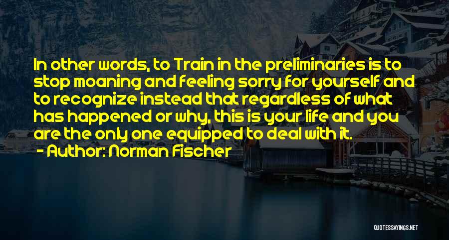 Norman Fischer Quotes: In Other Words, To Train In The Preliminaries Is To Stop Moaning And Feeling Sorry For Yourself And To Recognize