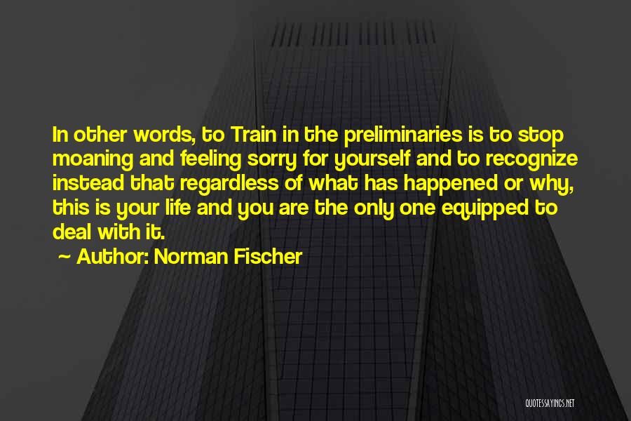 Norman Fischer Quotes: In Other Words, To Train In The Preliminaries Is To Stop Moaning And Feeling Sorry For Yourself And To Recognize