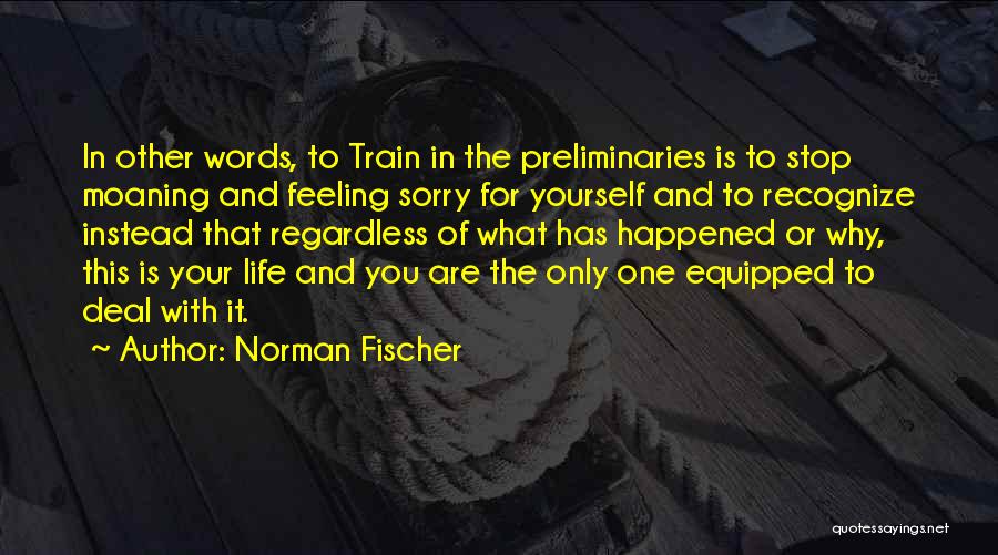 Norman Fischer Quotes: In Other Words, To Train In The Preliminaries Is To Stop Moaning And Feeling Sorry For Yourself And To Recognize