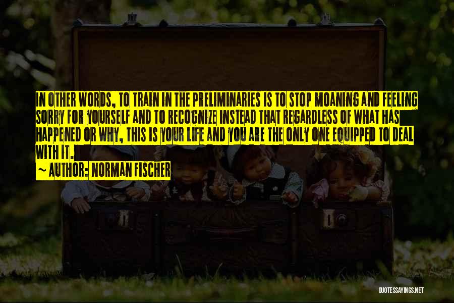 Norman Fischer Quotes: In Other Words, To Train In The Preliminaries Is To Stop Moaning And Feeling Sorry For Yourself And To Recognize