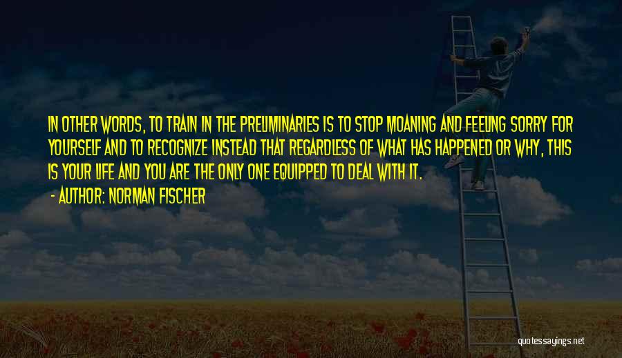 Norman Fischer Quotes: In Other Words, To Train In The Preliminaries Is To Stop Moaning And Feeling Sorry For Yourself And To Recognize