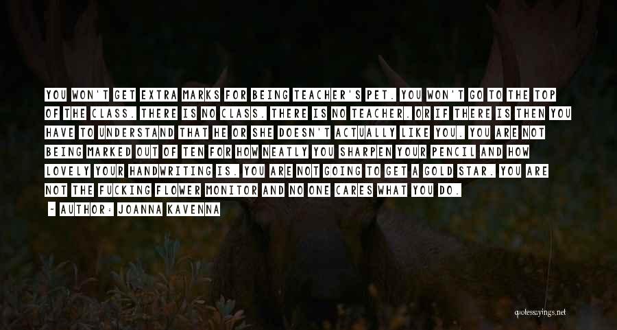 Joanna Kavenna Quotes: You Won't Get Extra Marks For Being Teacher's Pet. You Won't Go To The Top Of The Class. There Is