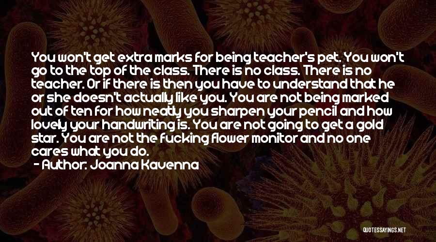 Joanna Kavenna Quotes: You Won't Get Extra Marks For Being Teacher's Pet. You Won't Go To The Top Of The Class. There Is