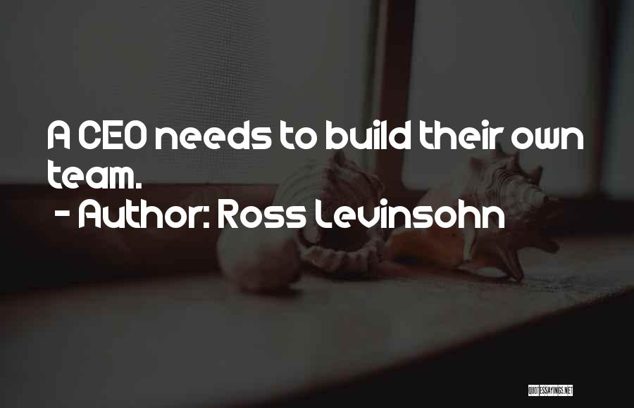 Ross Levinsohn Quotes: A Ceo Needs To Build Their Own Team.