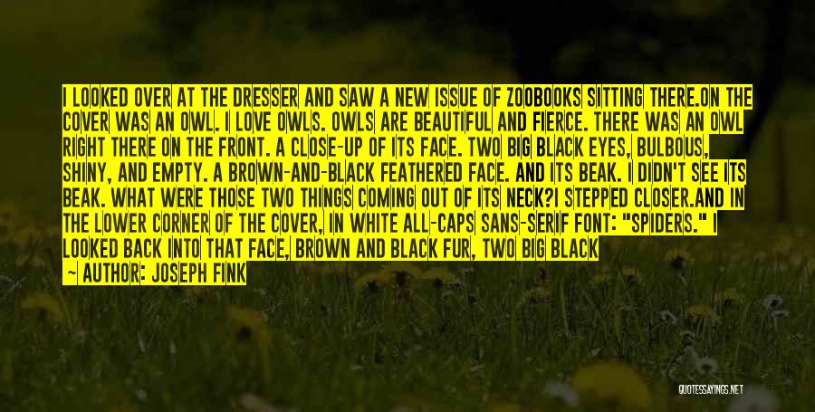 Joseph Fink Quotes: I Looked Over At The Dresser And Saw A New Issue Of Zoobooks Sitting There.on The Cover Was An Owl.