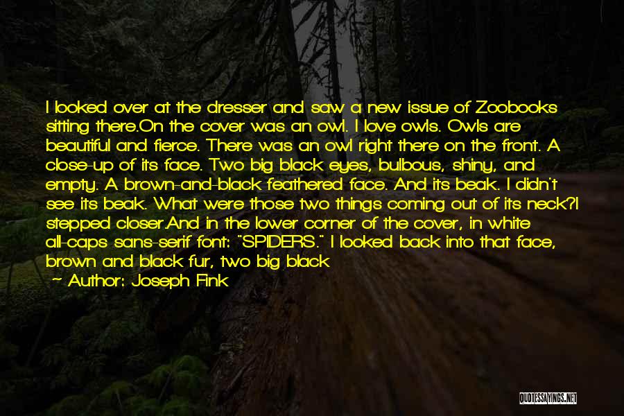 Joseph Fink Quotes: I Looked Over At The Dresser And Saw A New Issue Of Zoobooks Sitting There.on The Cover Was An Owl.