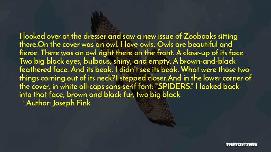 Joseph Fink Quotes: I Looked Over At The Dresser And Saw A New Issue Of Zoobooks Sitting There.on The Cover Was An Owl.