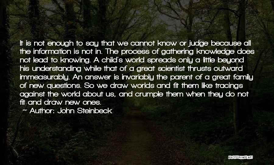 John Steinbeck Quotes: It Is Not Enough To Say That We Cannot Know Or Judge Because All The Information Is Not In. The