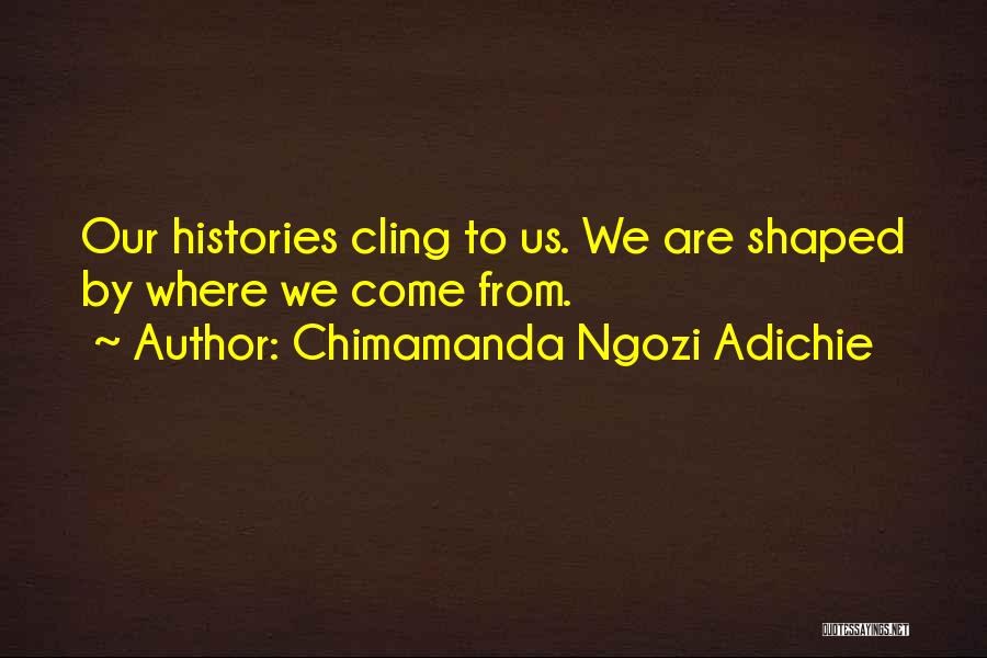 Chimamanda Ngozi Adichie Quotes: Our Histories Cling To Us. We Are Shaped By Where We Come From.