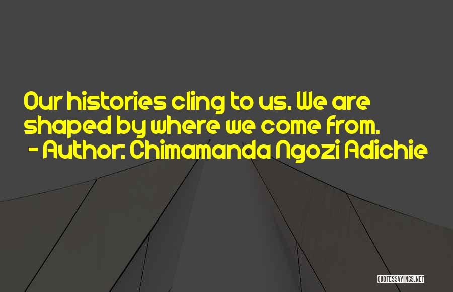 Chimamanda Ngozi Adichie Quotes: Our Histories Cling To Us. We Are Shaped By Where We Come From.