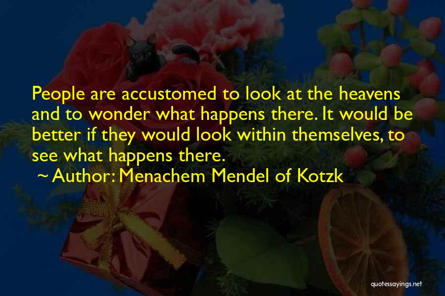 Menachem Mendel Of Kotzk Quotes: People Are Accustomed To Look At The Heavens And To Wonder What Happens There. It Would Be Better If They