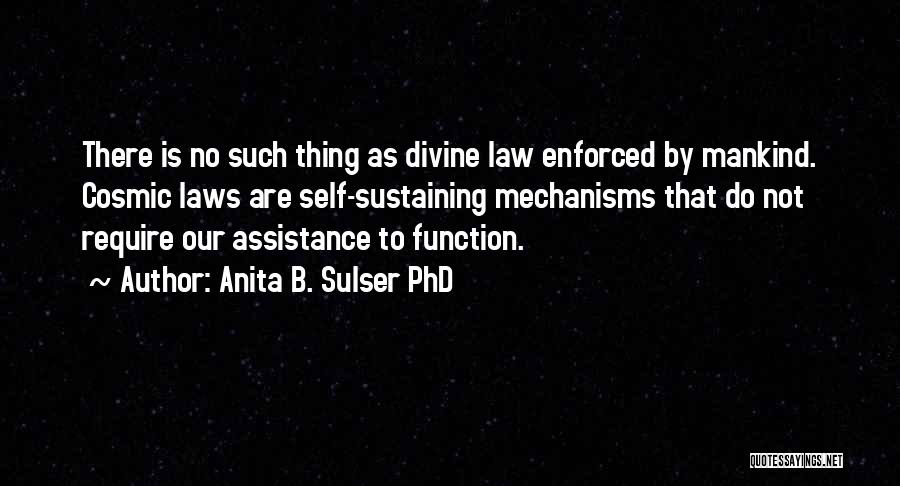 Anita B. Sulser PhD Quotes: There Is No Such Thing As Divine Law Enforced By Mankind. Cosmic Laws Are Self-sustaining Mechanisms That Do Not Require